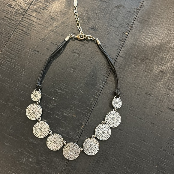 St. Thomas Silver Disk Dangle Black Leather Necklace Minimalist​​​​​​​​​​​​ - Picture 7 of 10